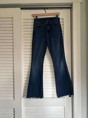 Mother Dark Wash Weekender Fray